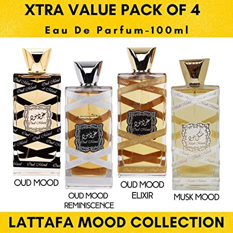 [BUNDLE 4 PCS MIX]Oud Mood, Elixir, Reminiscense & Musk Mood EDP-100ml x 4 | by Lattafa Perfumes - lutfi.sg