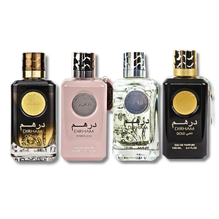 [BUNDLE 4 PCS MIX] DIRHAM COLLECTION - Wardi / Gold/ Silver / Oud EDP by Ard Al Zaafaran -100ml x 4 - lutfi.sg