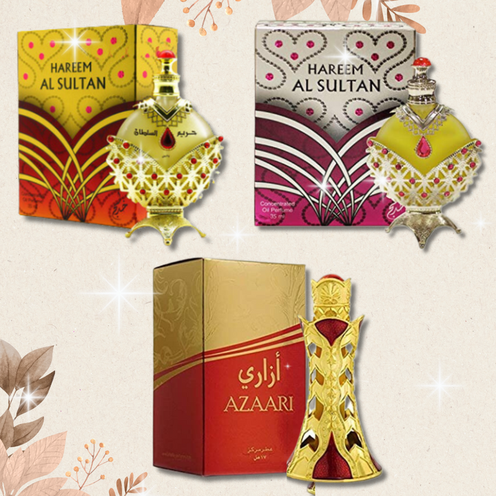 [3 PC BUNDLE] Hareem Al Sultan Gold 35ml / Hareem Al Sultan Silver 35ml / Azaari 17ml - lutfi.sg